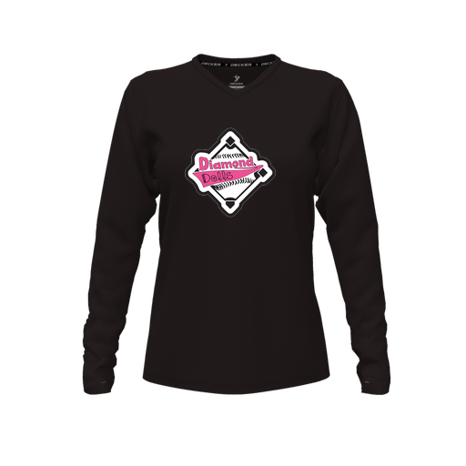 [CUS-DFW-TEES-CMF-VNK-LSL-BLK-FYXS-LOGO2] Decker Comfort T-Shirt (Female Youth XS, Black, V Neck, Logo 2, Long Sleeve)