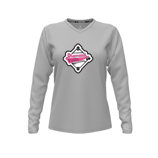 [FTLVCFGY-FYXS-LOGO2] Decker Comfort T-Shirt (Female Youth XS, Gray, V Neck, Logo 2, Long Sleeve)