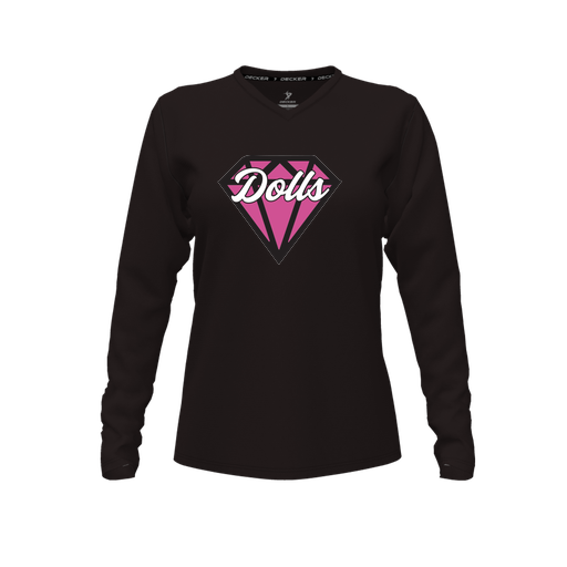 [FTLVPTBK-FYXS-LOGO1] Decker Performance T-Shirt (Female Youth XS, Black, V Neck, Logo 1, Long Sleeve)
