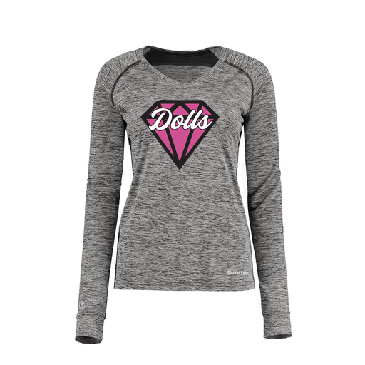 [222770.K94.XS-LOGO1] Ladies Electric Long Sleeve Shirt (Female Adult XS, Black, Logo 1)