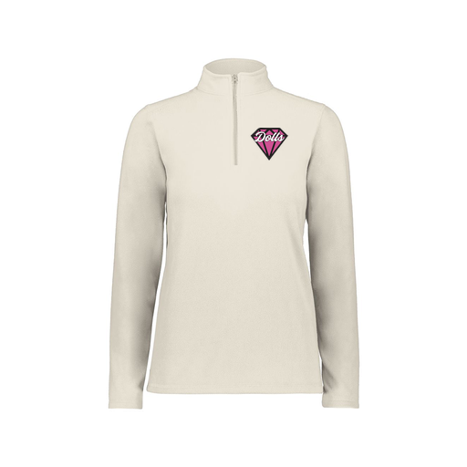 [6864.53T.XS-LOGO1] Ladies MicroFleece 1/4 Zip Pullover (Female Adult XS, White, Logo 1)