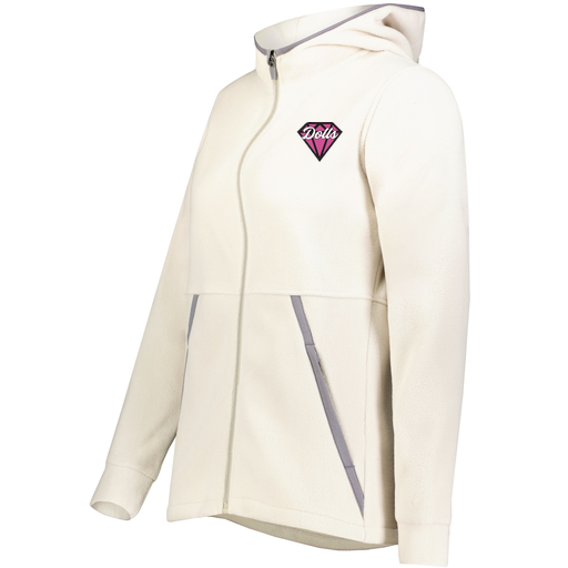 [6860.53T.XS-LOGO1] Ladies Chill Full Zip Fleece (Female Adult XS, White, Logo 1)